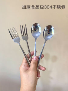 Thickened Solid Long Handle Food Grade 304 Stainless Steel Spoon Fork High End Western Dining Utensils Creative Home Use