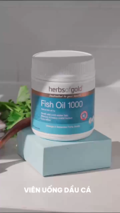Viên Uống Dầu Cá Herbs of Gold Fish Oil 1000 – Omega-3 Tốt Cho Tim Mạch & Não Bộ – Hộp 200 Viên