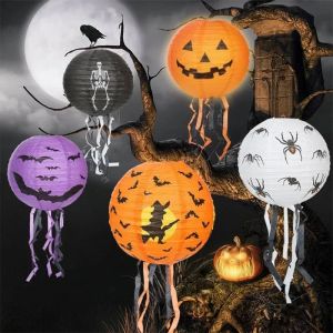 Halloween Paper Lanterns Pumpkin Spider Bat Skeleton Lanterns for Halloween Party Decorations Indoor Outdoor Party Supplies