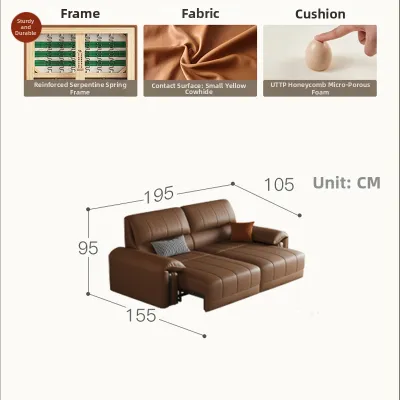 Italian Minimalist Full Electric Leather Sofa Bed First Layer Cowhide Straight Row Reclining Couch for Small Spaces