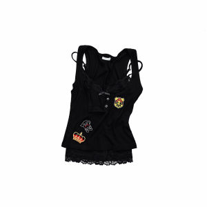 1JINN STUDIO | Faux Two-Piece Lace Camisole Stripe Fitted Top