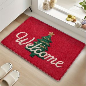 VIKAMA Đỏ Cây Giáng Sinh Chào Mừng Thảm Trải Sàn Chống Trơn Trượt Trong Nhà Thảm Cho Nhà Bếp Phòng Khách Phòng Ngủ Lối Vào Trang Trí Nhà Polyester