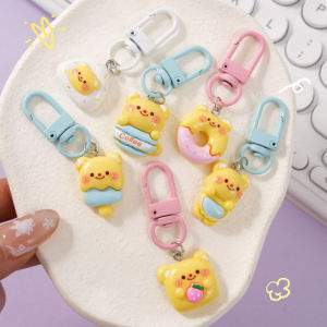 C.three Cute Butter Bear Key Chain Soft Cute Backpack Pendant Cartoon Couple Best Friend Pendant