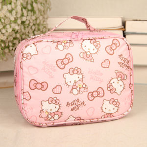กระเป๋าเครื่องสำอางขนาดเล็กแบบพกพา กระเป๋าใส่ของใช้ในห้องน้ำสำหรับเดินทางแบบมีฟังก์ชันหลายอย่าง กระเป๋าเครื่องสำอางลายการ์ตูนน่ารัก