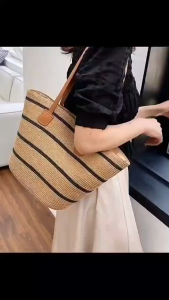 กระเป๋าผ้าทอแฟชั่น ใบใหญ่ สะพายข้าง สไตล์เกาหลี