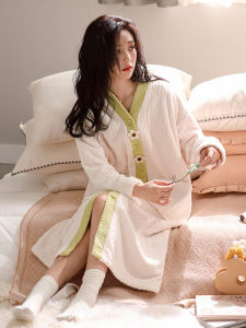 JIALEFEN | Winter Long Flannel Thickened Coral Fleece Robe