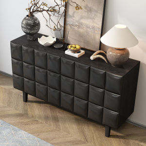 PURPLE LEAF | Vintage Black Wood Sideboard 6 Drawers