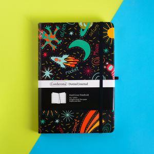 A5 Black Space Bullet Dotted Journal Elastic Band Hardcover Dot Grid Notebook