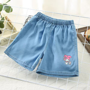 Girls Denim Shorts Summer Wear Thin Fourths Tencel Childrens Outerwear Hot Pants Casual mid Waist No Fleece Short Length