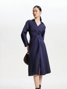Vero Moda | Autumn New Elegance Commuter V-neck Pleated Three-quarters Sleeve Dress