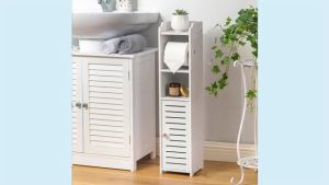 Toilet Paper Holder Stand Bathroom Storage Cabinet Bathroom Shelf Organizer Corner Shelf Rack for Bathroom Home Save Space