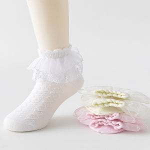 3 Đôi Tất Ren Công Chúa Cho Bé Gái Mùa Hè Xuân Cotton Mỏng Dễ Thương Trẻ Em Ngắn Tất 1-15 Tuổi