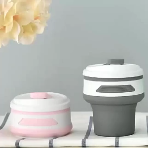 Gelas Lipat Cangkir Mug Silikon Travel Tahan Panas Dan Dingin