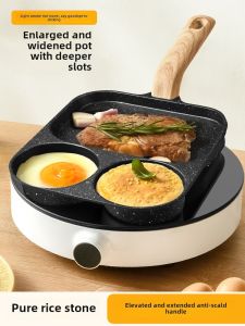 Three-in-One Breakfast Pot Egg Burger Pan Flat Bottom Non-Stick Steak Frying Pan Egg Omelette Maker Burger Pot Kitchenware