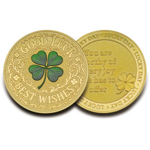 Green The Four-Leaf Clovers Lucky Collection Coin Gold Plated Four-Leaf Best Wishes Souvenir Coin