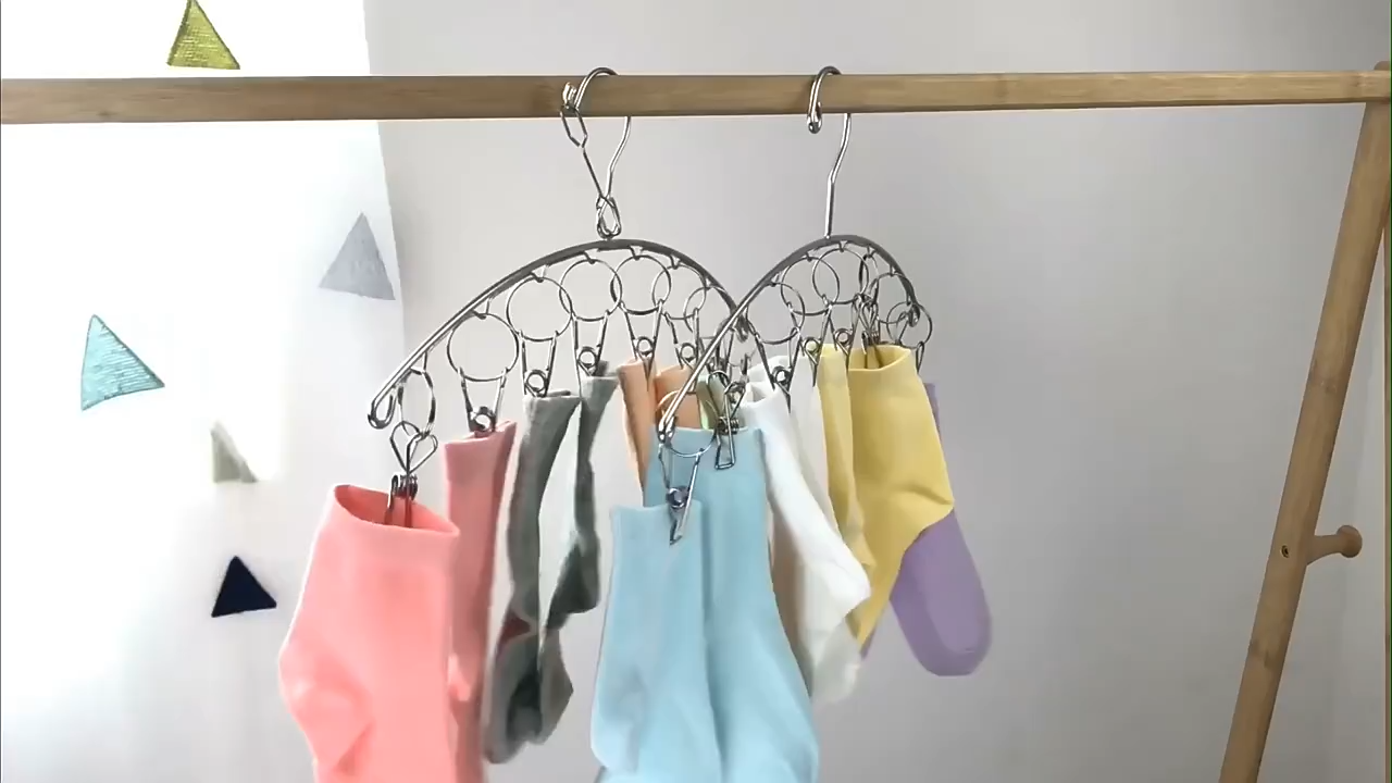 Stainless Steel Clothes Clip Hanger Windproof Socks Clip Underwear Bra Baby Cloth Drying Rack 6/8/10/12/14/16/20 Clips