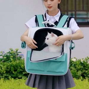 CylRedbat กระเป๋าแมว กระเป๋าสะพายแมว พับเก็บได้ กระเป๋าใส่แมว ตาข่ายระบายอากาศกระเป๋าสัตว์เลี้ยง ขนาดใหญ่ กระเป๋าด้านข้าง กระเป๋าคู่ cat bag ใส่หมาเล็กได้ มีเบาะนุ่ม