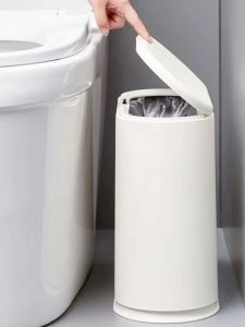 New Home Bathroom Kitchen Living Room Trash Can Cover Lid Waste Basket Gap Filler PP Material Press Open Shape Egg Family Use