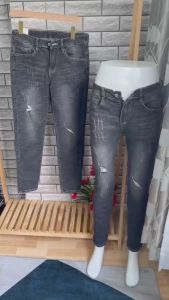 Quần bò jean nam dài xám trơn vá da độc đáo TREND 2024 chất jean co giãn tốt chuẩn form bền đẹp giá tốt 25/06