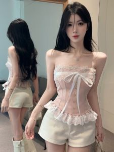 GUZILIAN | Decorative Lace-up Boning Bustier Waist Cinching Camisole