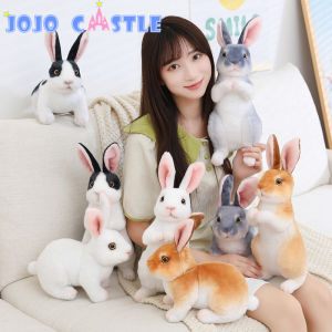 JOJO CASTLE Simulation Plush 20/30cm Cute Rabbit Plush Fur Realistic Kawaii Animal Easter Bunny Rabbit Toy Model Gift Home Decoration