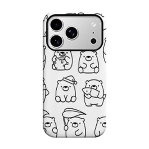 Cute Cute Bear Line Art Phone Case for iPhone 17 16 15 14 Pro Max Plus Mini iPhone Air 2-in-1 Dual-Layer PC TPU Cover