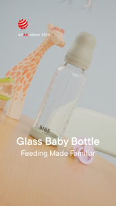 BIBS l Baby Glass Bottle Round Latex 1 Pack-Medium Flow 240ML