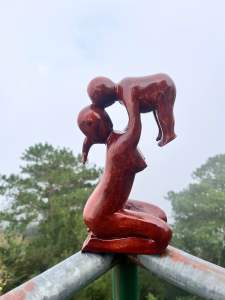 ABSTRACT MOTHER AND CHILD DACOR- hand carved abstract for accent or display
