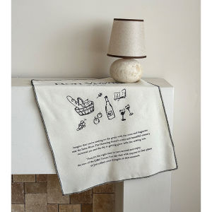 Tấm Trải Bàn Bằng Vải Cotton-lanh in Chữ Cái Anh Quốc Đơn Giản Đẹp Mắt Cách Nhiệt Trang Trí Chụp Ảnh Đồ Dùng Gia Đình