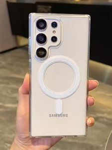 Ốp Lưng Samsung S25/ S25 Plus/ S25 Ultra/ S24/ S24 Plus/ S24 Ultra/ S24 FE/ S23/ S23 Plus/ S23 Ultra/ S23 FE/ Galaxy S22/ S22 Plus/ S22 Ultra Trong Suốt Từ Tính Sạc Không Dây Bảo Vệ Camera