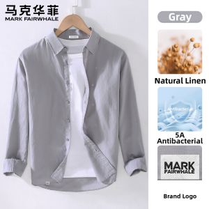 Mark Fairwhale | High-End Flax Shirt for Men Spring/Summer Long Sleeve Lightweight Leisure Loose Fit