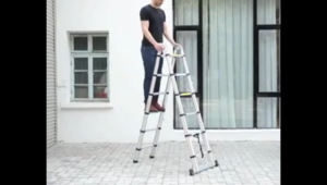 1200kg telescope ladder heavy duty aluminum ladder aluminum aluminum multifunction folding ladder portable ladder anti-slip foot adjustable household ladder suitable home repair roof cleaning (indoor/outdoor) adjustable ladder