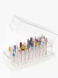 Tempat Nail Drill Nail Bit Storage 30 /48 Lubang Kotak Penyimpanan Mata Bor Kuku