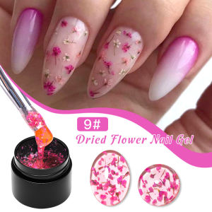 Mtssii 5ml Floral DIY Nail Art Dried Flower Gum Gel Nail Polish Hybrid Varnishes Permanent Paint Flower Gel Need Base Top Coat
