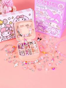 READY DIY Sanrio Kuromi Bracelet Fashion Cute Crystal Beads Cinnamon Melidi Jewelry Accessories Pandora Beaded Jewelry Set Toy Girl Gift