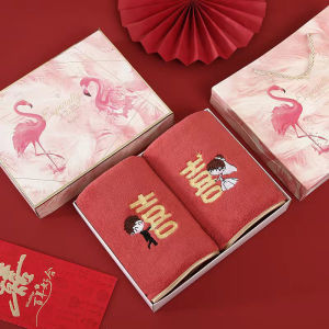 Red Wedding Towel Set Bath Towel Absorbent Bridal Gift Box New Couple Towels Home Textile Coral Fleece Universal Gift