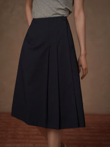 hacikis | Elegant College Style Asymmetrical Pleated High Waist Slim A-Line Skirt