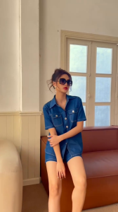 MYDU SHOP | MS 2693 – Set Bộ Short Jean & Áo Sơ Mi Tay Ngắn Trẻ Trung Thanh Lịch