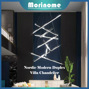 ⭐Remote Control & Adjustable⭐Duplex Tangga Lampu Gantung Ruang Tamu Modern Vila Nordic Minimalis Line - Type LED Chandelier Koridor Villa YA ZZ