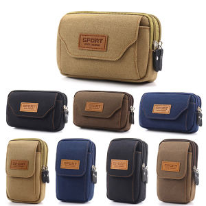 Mens Waist Bag Multi-Functional Worksite Mobile Phone Pouch Vertical Belted Mini Bag for Middle-Aged And Elderly DULANSI Canvas