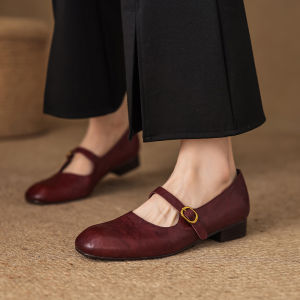 Super Comfortable Mary Jane Shoes with Buckle Design Soft Leather Low Heel Retro Style Commuter Friendly Womens Footwear
