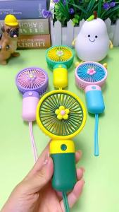 SEA JJTพัดลมแบบมือถือเล็กการ์ตูนดอกไม้เล็กๆ USB เดสก์ท็อปแฟนแบบพกพาขนาดเล็กนักเรียน