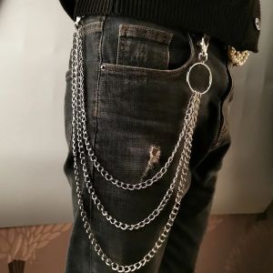 1/2/3 Layer Metal Belt Chain Punk Hook Metal Waist Wallet Kechains Jewelry HipHop Fashion for Men Women Jewelry Accessories New