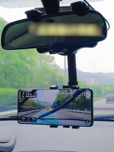 SEAMETAL 360 Rearview Mirror Phone Holder for Car Mount Phone and GPS Holder