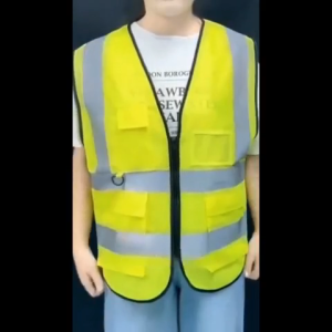 เสื้อสะท้อนแสงมีซิปอเนกประสงค์ เสื้อกั๊กนิรภัย เหมาะสำหรับงานก่อสร้าง/การจราจร/ไซต์งาน เพิ่มความปลอดภัย