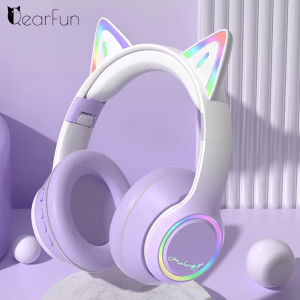 Tai Nghe Bluetooth Không Dây Tai Mèo RGB Tai Nghe Âm Thanh Nổi Gradient Và Tai Nghe Chơi Game Có Micrô Dành Cho Bé Gái Quà Tặng Trẻ Em