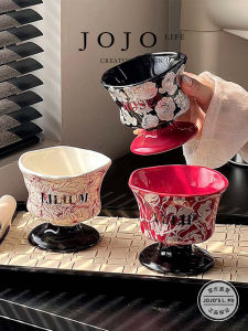 Creative American High-legged Coffee Cup with Flower Shape Design by Jojos L. Durable Ceramic Construction Ideal for Commercial Use