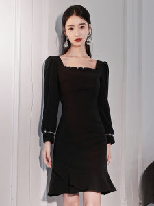 Elegant Slim Fit Fish Tail Evening Dress High End Luxury Sensation New 2025 Fashionable mid Waist Pearl Embellished Short Skirt