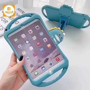 All iPad Mini Air Pro Softcase Dino Cute Case Kid Cover Stand Standing Mode Handle Strap Tali Kesing