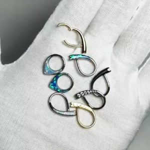 1PC G23 Titanium Septum Clicker Rings Hoops Teardrop Nose Rings Opal CZ Cartilage Daith Helix Rook Earrings Piercing Jewelry 16G